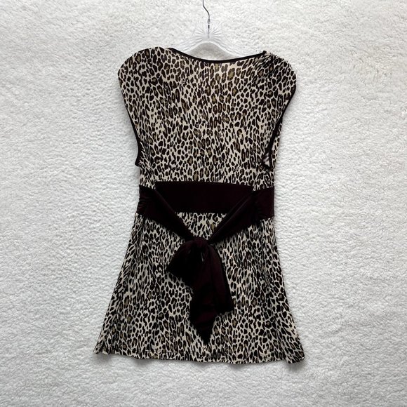 NWT NEW No Boundaries Brown Beige Cheetah Leopard Slinky Stretch Babydoll Top L - Picture 2 of 10